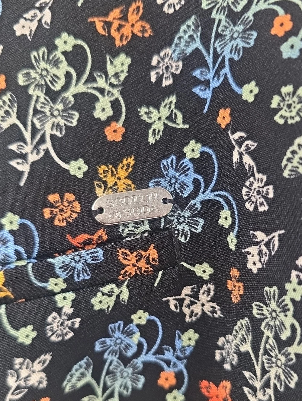 Scotch & Soda Black  Floral Structured  Bootcut Pants